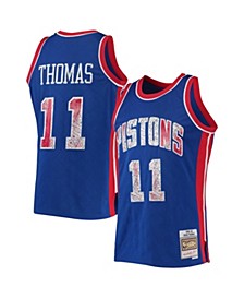 Men's Isiah Thomas Blue Detroit Pistons 1988-89 Hardwood Classics 75th Anniversary Diamond Swingman Jersey