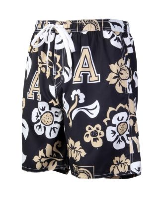 Men's Black Army Black Knights Floral Volley Logo Swim Trunks
