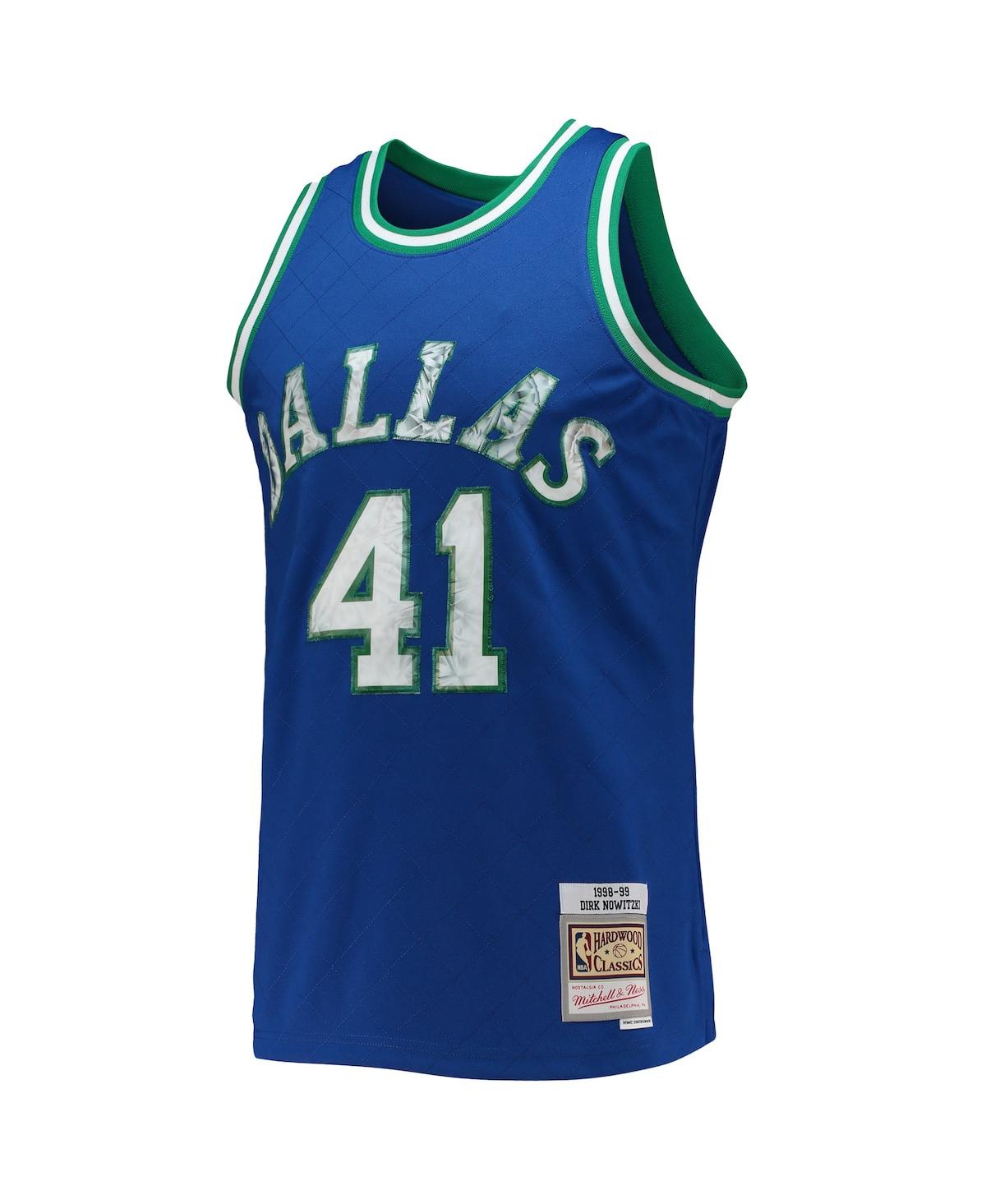 Men's Dirk NowitzkiDallas Mavericks 1998-99 Hardwood Classics 75th Anniversary Diamond Swingman Jersey - Blue