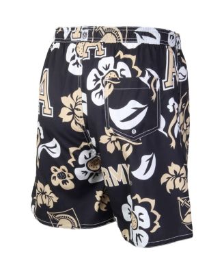 Men's Black Army Black Knights Floral Volley Logo Swim Trunks