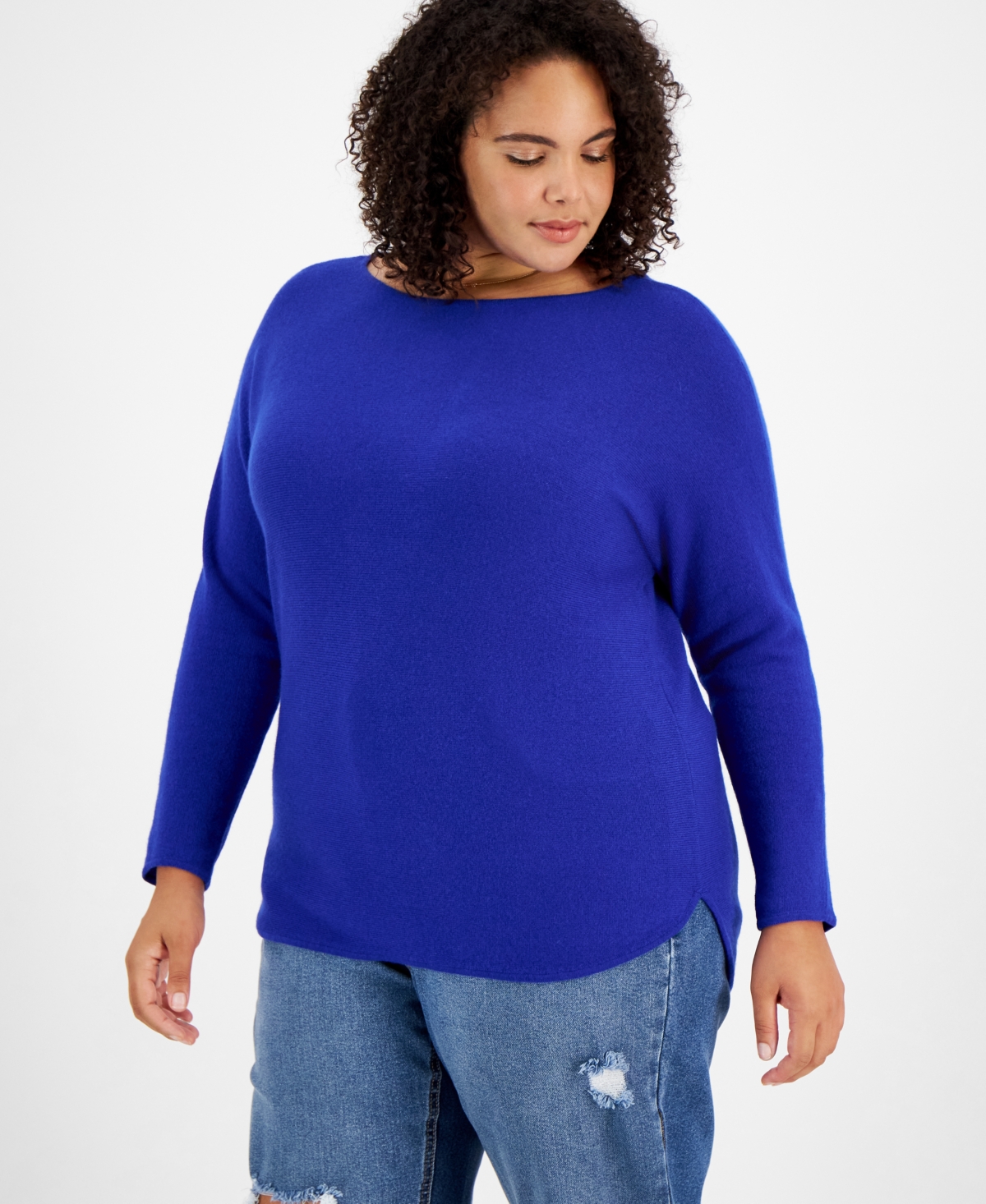 Charter Club Plus Size Cashmere Shirttail Sweater, Created for Macy's