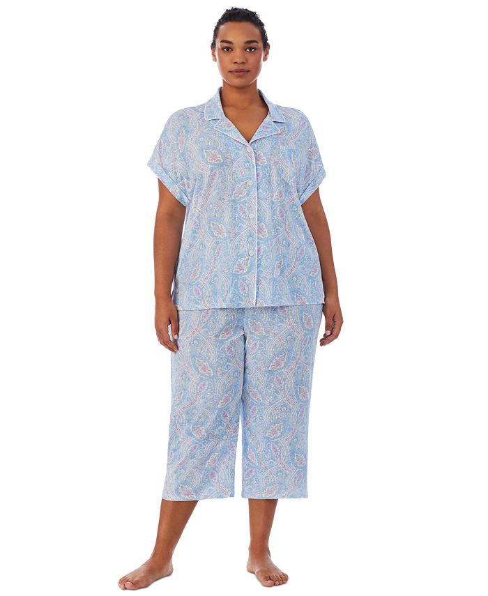 Lauren Ralph Lauren Plus Size Notch Collar Top and Capri Pajama Set &  Reviews - All Pajamas, Robes & Loungewear - Women - Macy's