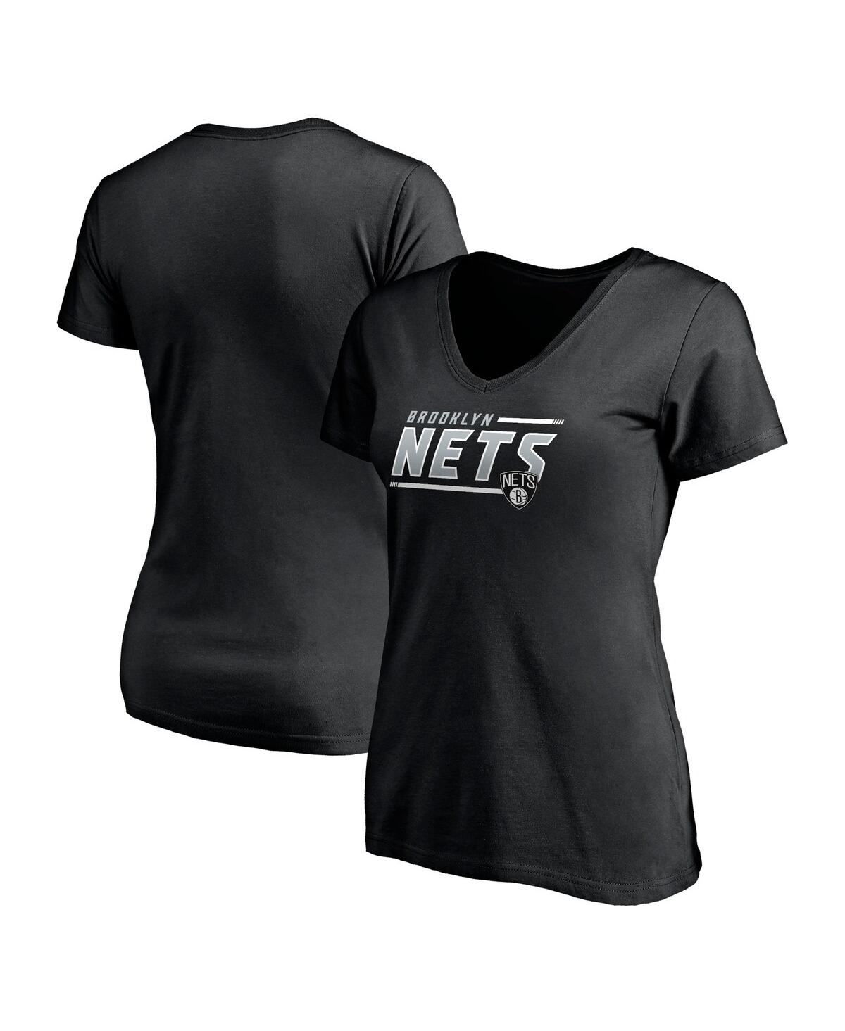 Women's FanaticsBrooklyn Nets Mascot In Bounds V-Neck T-shirt - Black