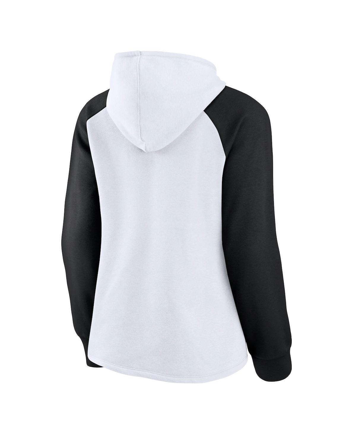 Fanatics Women's  Branded White And Black Brooklyn Nets Record Holder Raglan Pullover Hoodie In White,black