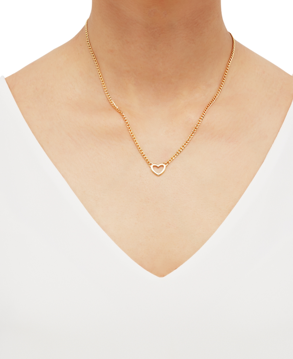 Open Heart Pendant Necklace in 10k 16