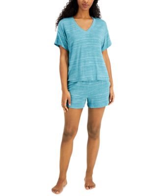 Photo 1 of SIZE S Alfani V-Neck & Shorts 2-Pc. Set, Top: hits at hip; super-soft fabric; V-neckline; pullover styling; dropped shoulder short sleeves
Bottoms: hits at thigh: approx. inseam: 3-1/2"; super-soft fabric; side pockets at hips; pull-on styling; mid-rise e