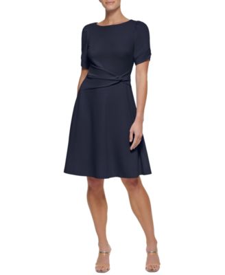 DKNY Twist-Sleeve Fit & Flare Dress - Macy's