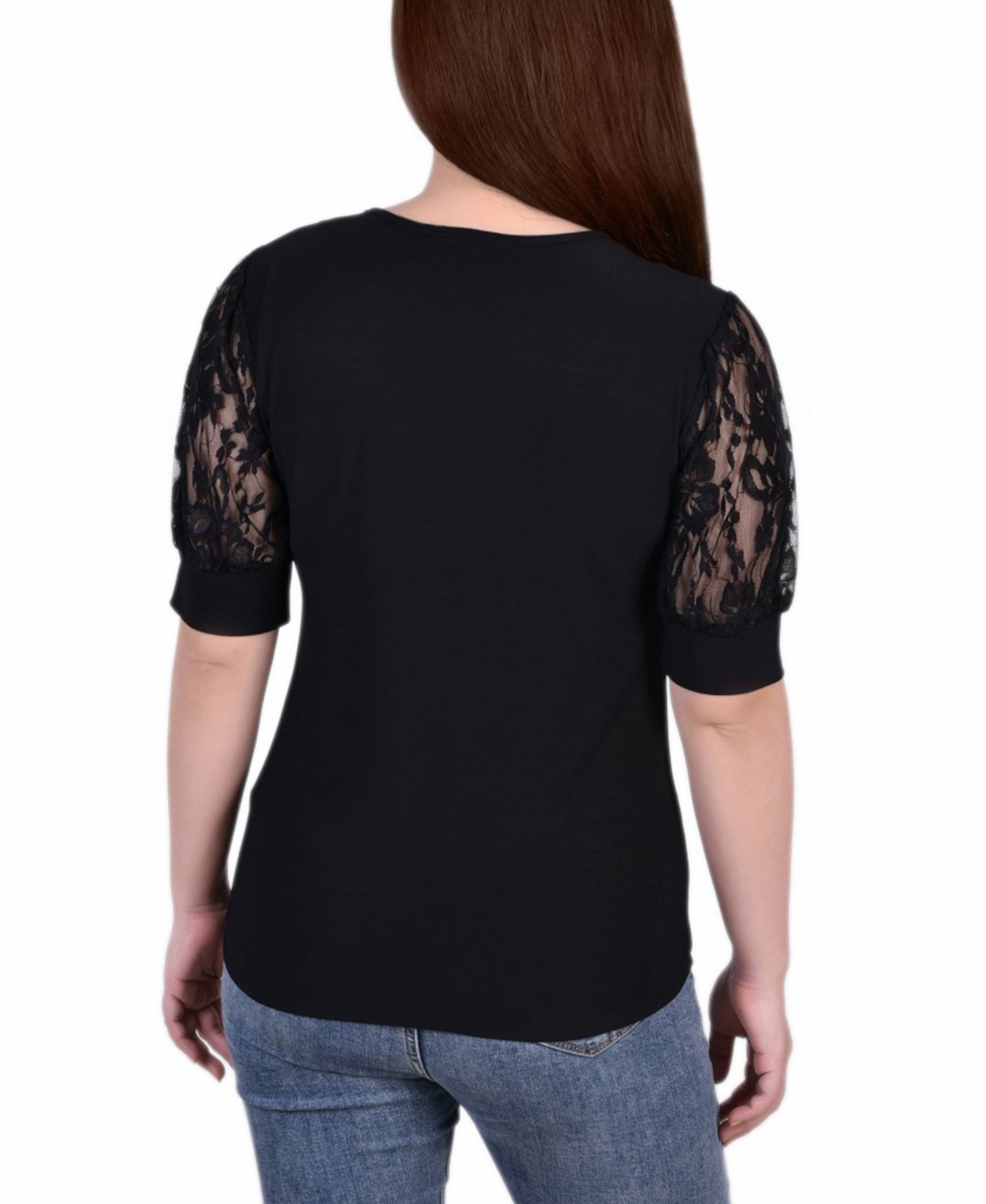Petite Puff Sleeve Lace Top