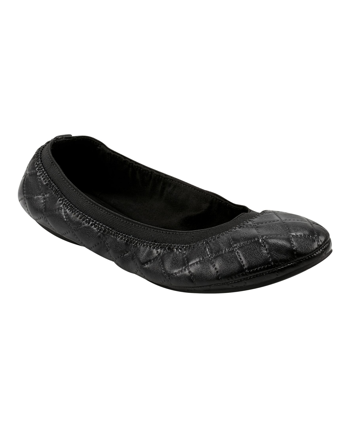 Women's Edition Ballet Flats - Quilted Black- Faux Leather, Textile