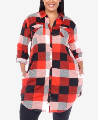 Plus Size Plaid Tunic Shirt