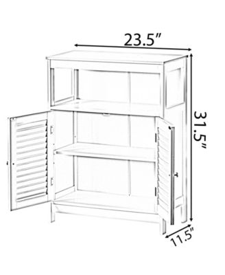 Wooden White Modern Storage Bathroom Vanity Cabinet with Adjustable Shelves and Two Horizontal Planks Design Doors