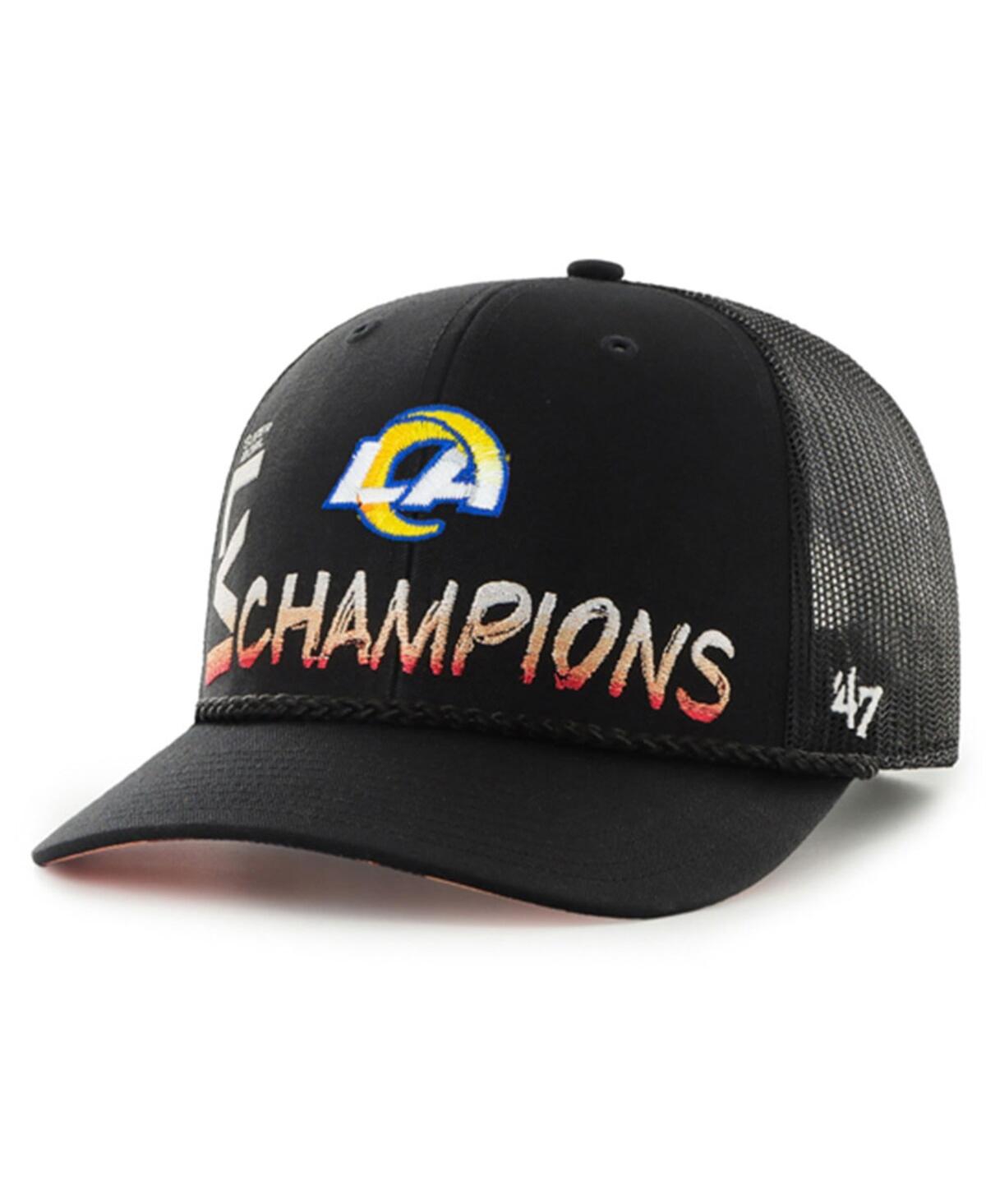 Men's '47Los Angeles Rams Super Bowl Lvi Champions Sunset Trucker Adjustable Hat - Black