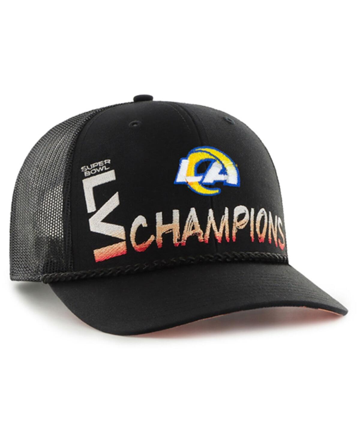 Men's '47Los Angeles Rams Super Bowl Lvi Champions Sunset Trucker Adjustable Hat - Black