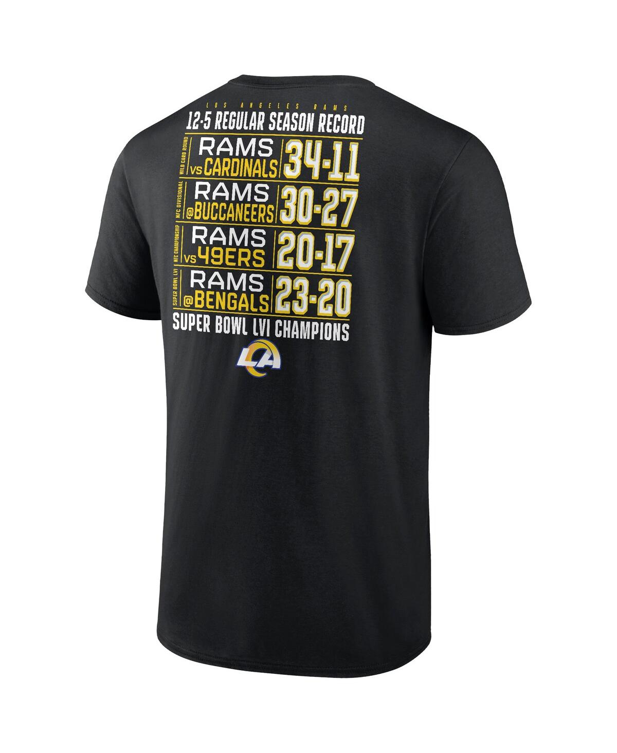 Men's FanaticsLos Angeles Rams Super Bowl Lvi Champions Schedule T-shirt - Black