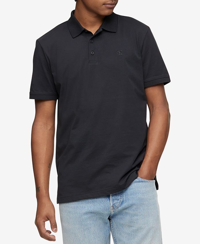 Logo - Klein Cotton Shirt Macy\'s Regular-Fit Calvin Smooth Polo Men\'s Monogram
