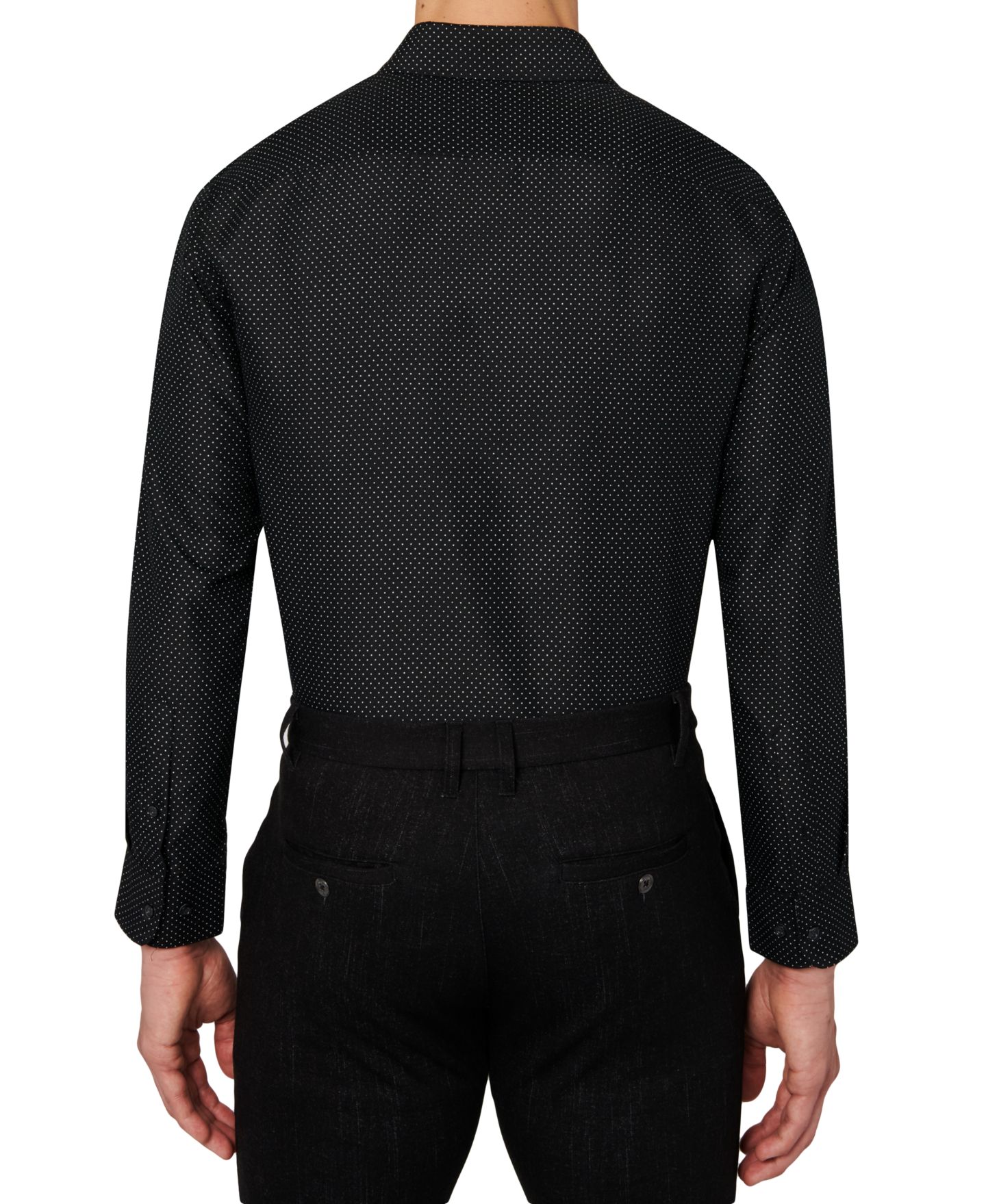 Мужская рубашка Calabrum Regular Fit Dot Print Wrinkle Free Performance Dress Shirt, цвет: Чёрный — фото 3