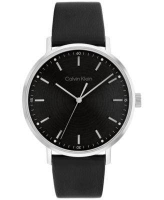 Calvin Klein - Men's Black Leather Strap Watch 42mm
