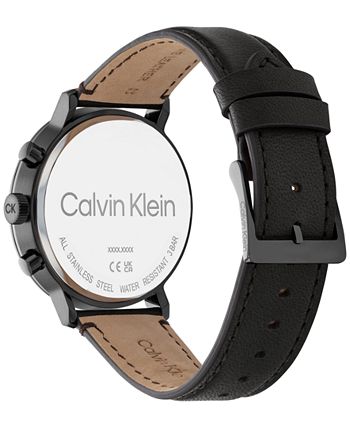 Calvin Klein - Men's Gray Leather Strap Watch 44mm