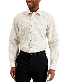 Men's Regular Fit Traveler Stretch Geo Print Dress Shirt, Created for Macy's 