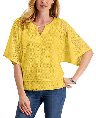 JM Collection Eyelet Poncho Top, Created for Macy's - Macy's