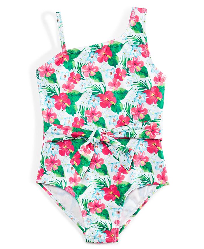 Sol Swimwear Little Girls Tropical-Print Swimsuit - Macy's