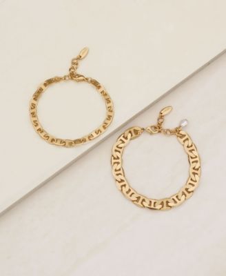 18K Gold Plated Simple Flat Chain Bracelet