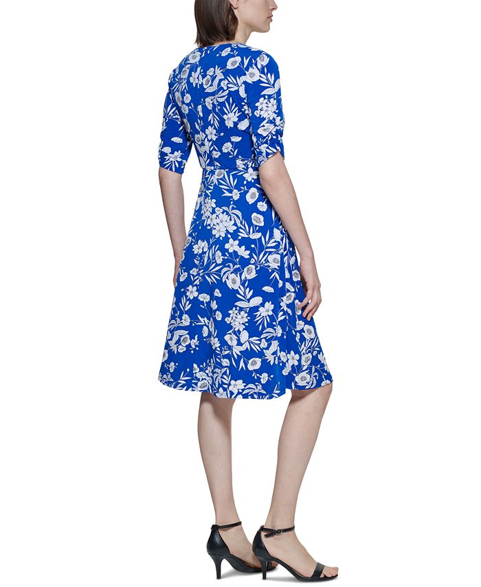 Jessica Howard Petite Printed Twist A-Line Dress - Macy's