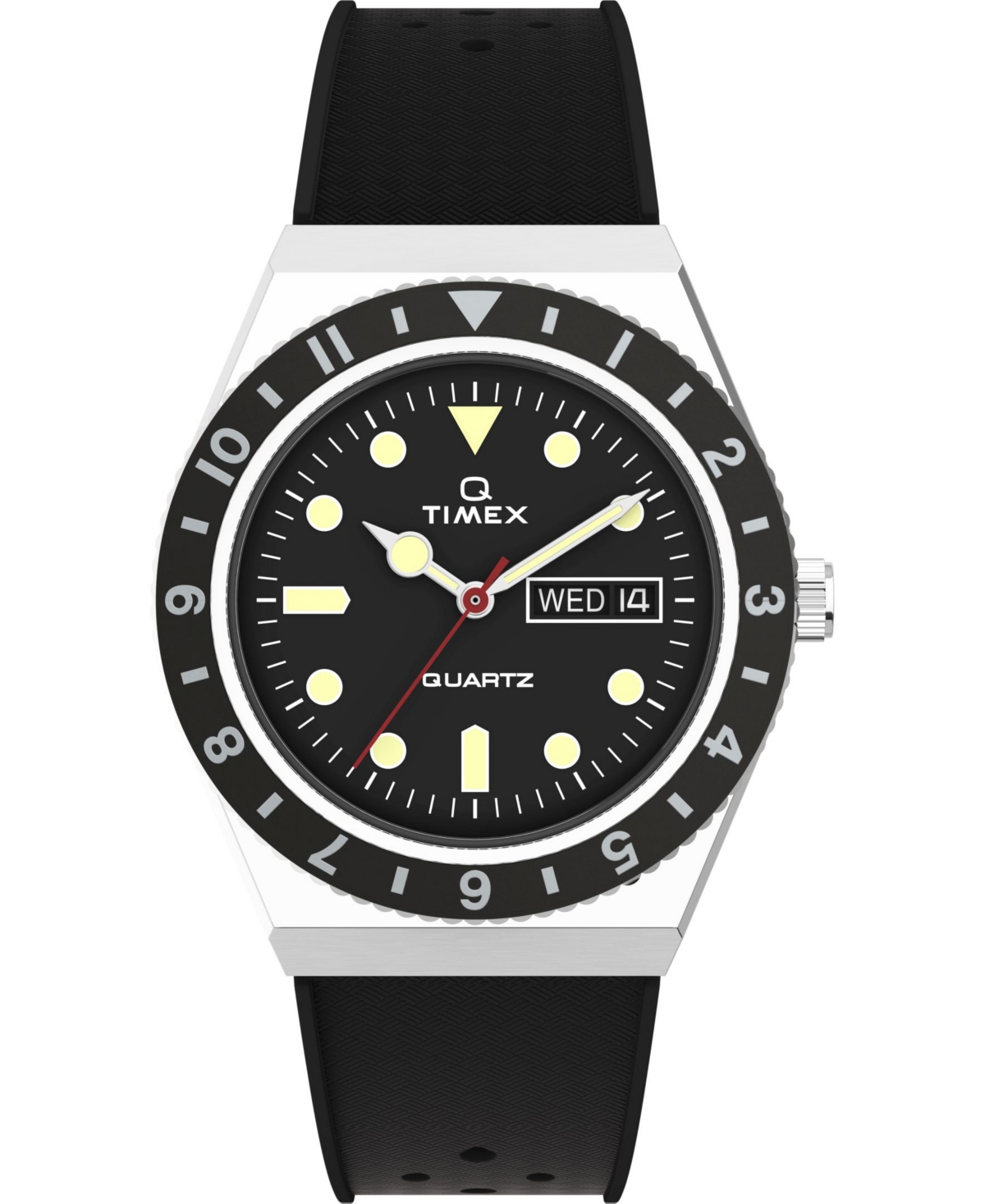 Men's Q Diver Black Synthetic Watch 38mm - Black