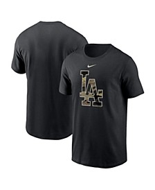 Men's Black Los Angeles Dodgers Team Camo Logo T-shirt