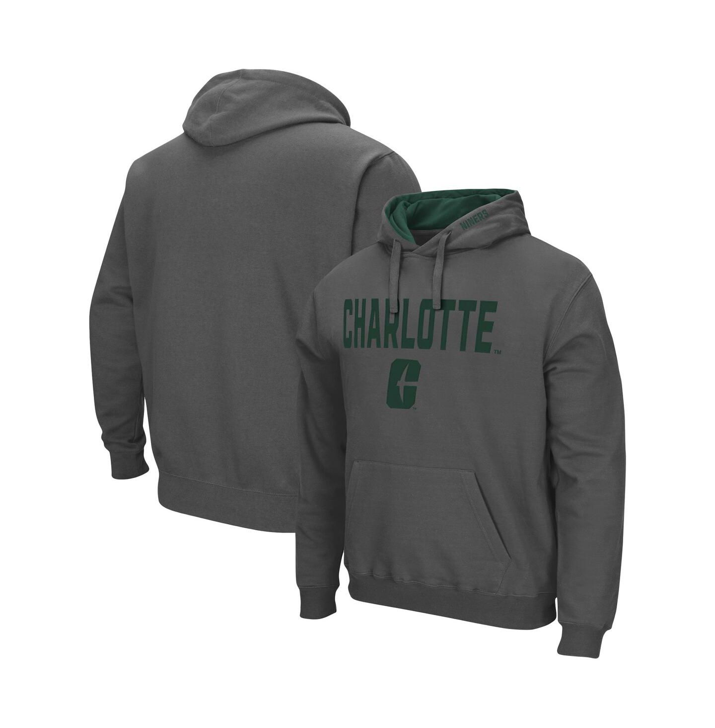 Мужское худи Colosseum Charcoal Charlotte 49ers Arch and Logo Pullover — фото 2