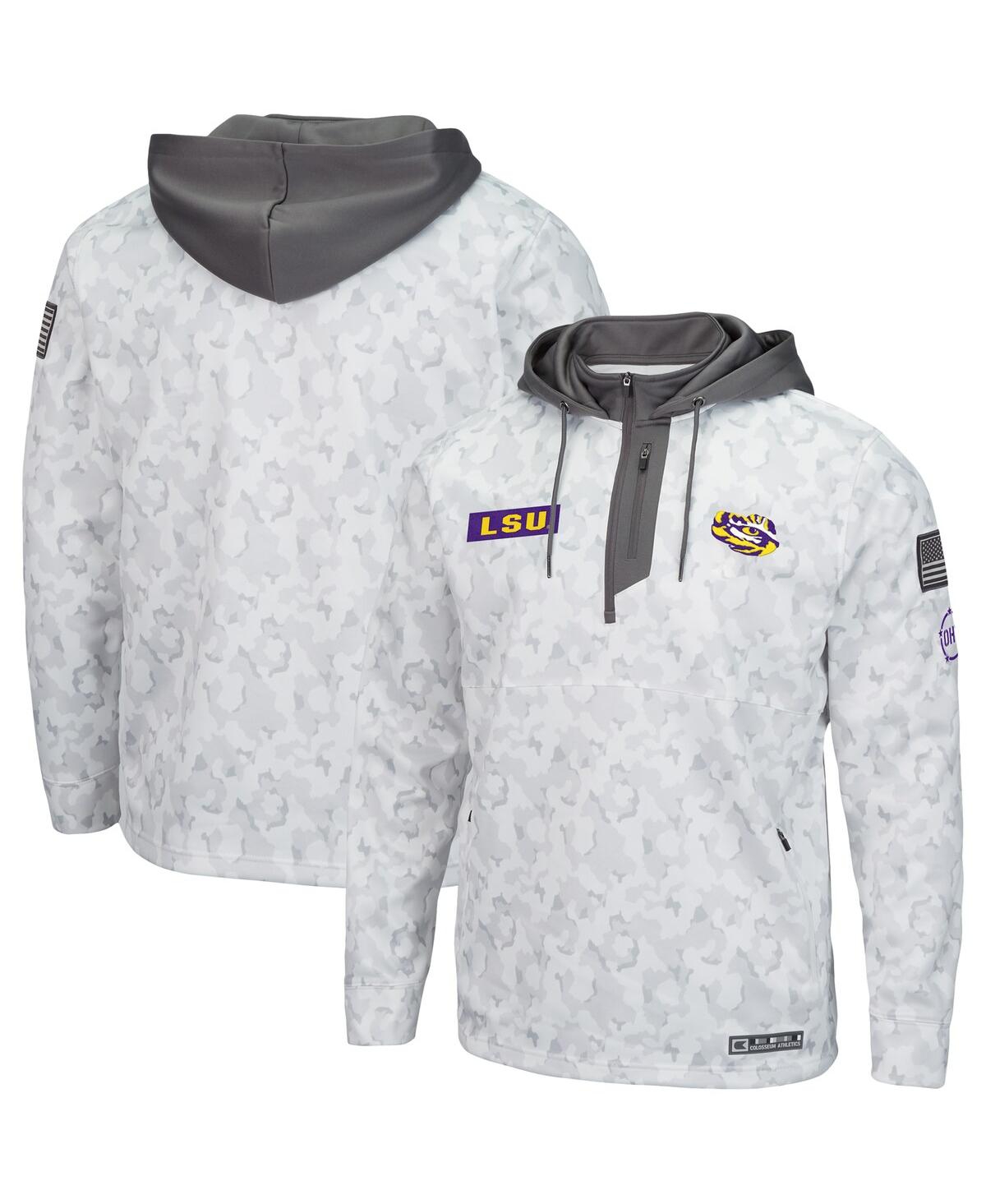 Colosseum Arctic Camo Lsu Tigers Oht Military Appreciation Quarter-zip Hoodie In Arctic Camo
