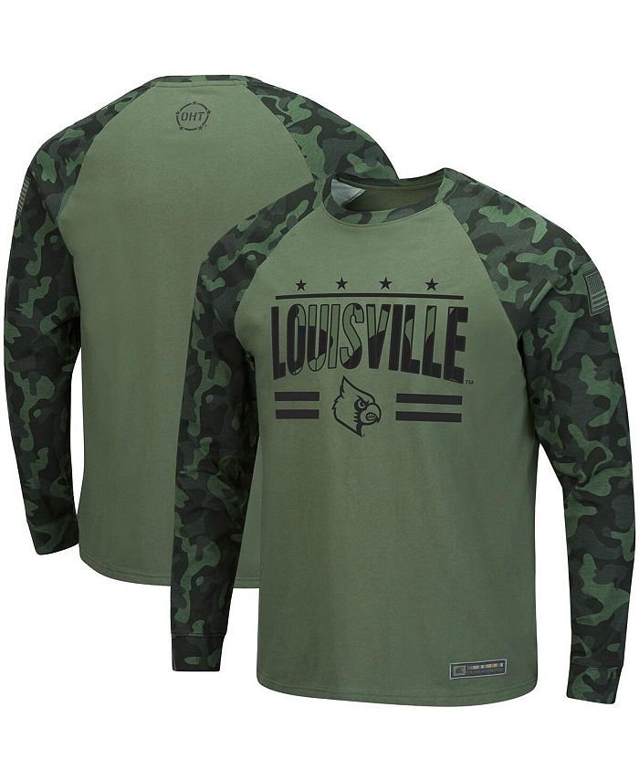 Men's Colosseum Heather Black Louisville Cardinals Team OHT Military Appreciation Long Sleeve Hoodie T-Shirt Size: Medium