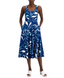 Alfani Womens Black Print Tiered-Sleeve Fit & Flare Dress Multiple Sz 99 {&} 