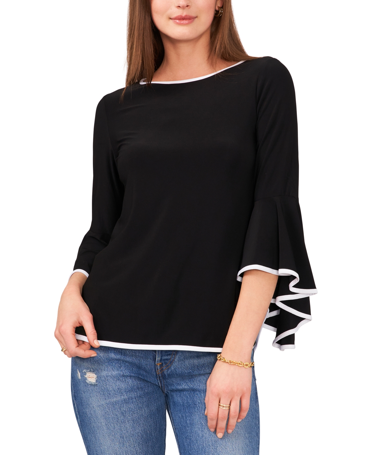 Shop Sam & Jess Women's Bell-sleeve Top In Black