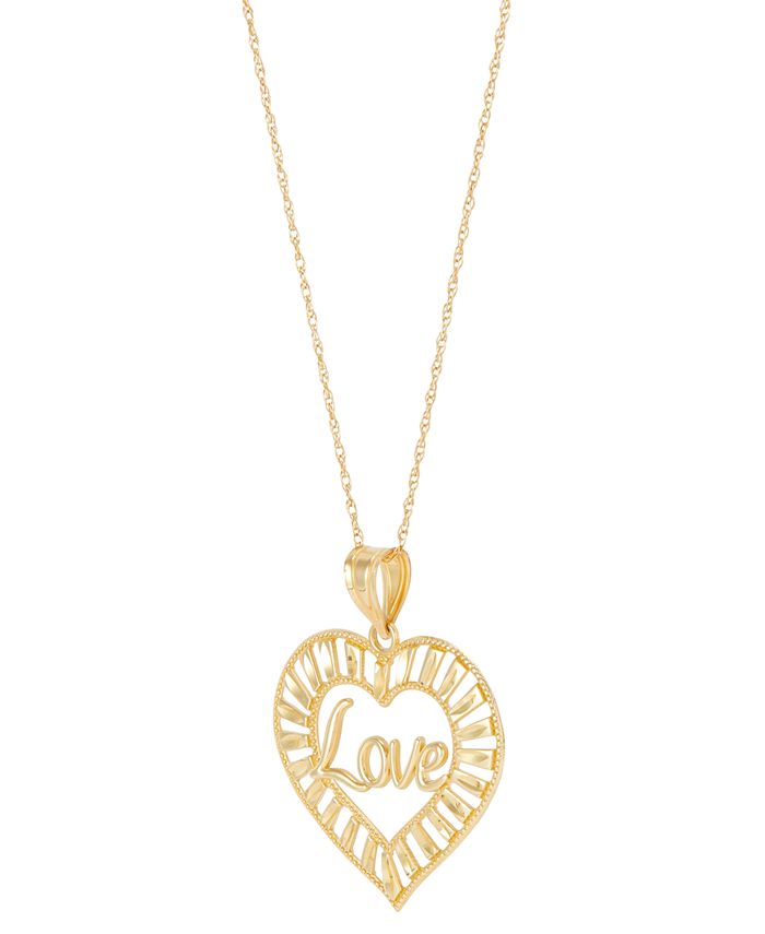 Macy's Love Open Heart Pendant Necklace in 10k Gold, 16
