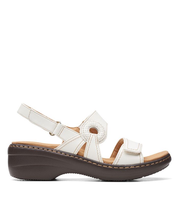 Clarks Merliah Karli Sandalo Donna In Pelle Bianca, Tacco 50mm, Suola Leggera EVA, Plantare Imbottito Ultimate Comfort