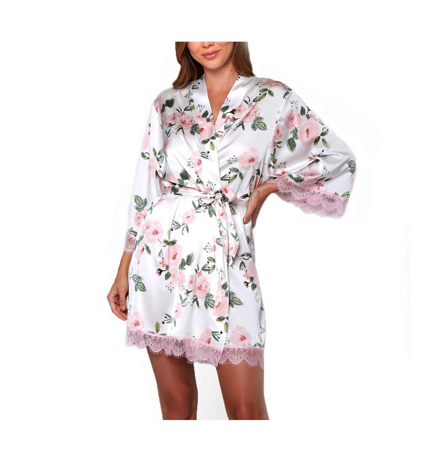 Women's Willow Satin with Lace Robe
