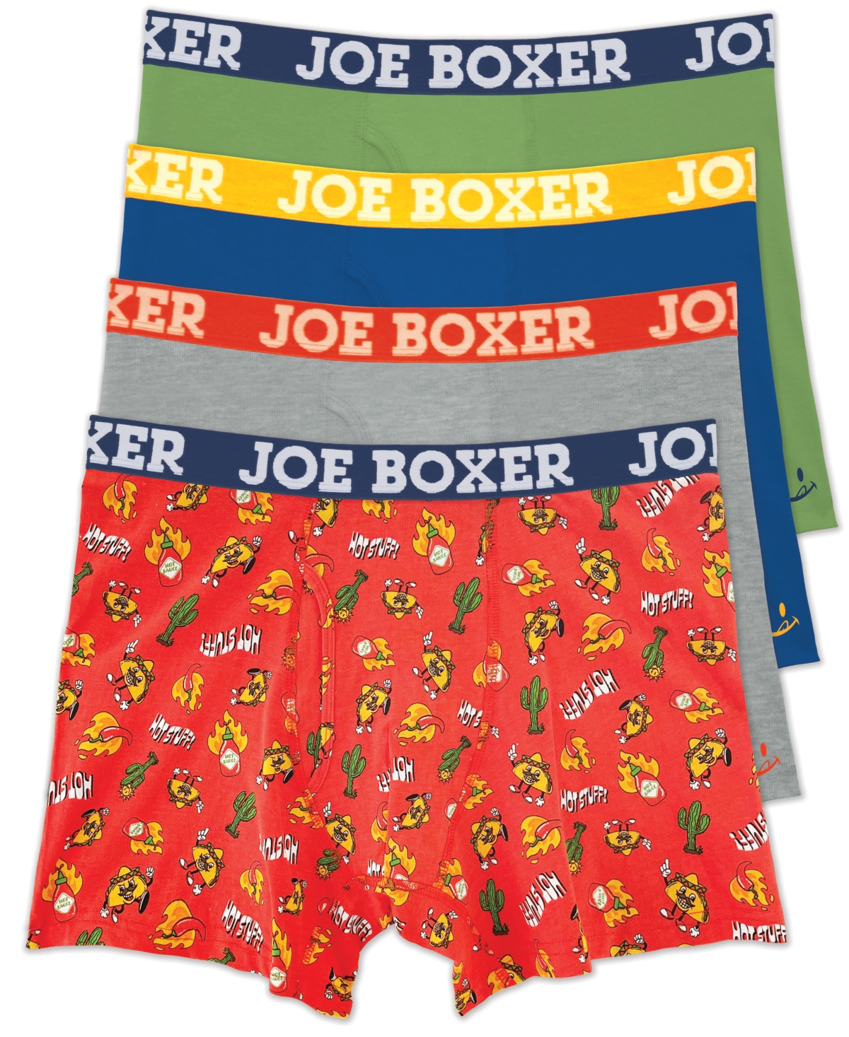 Joe Boxer Men's Happy Comfy Stretch Boxer Briefs, 4 Piece Set
