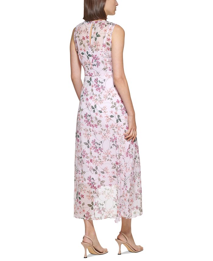 Calvin Klein Floral-Print Surplice Maxi Dress - Macy's