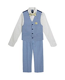 Baby Boys 4-Piece Textured Houndstooth Vest Set