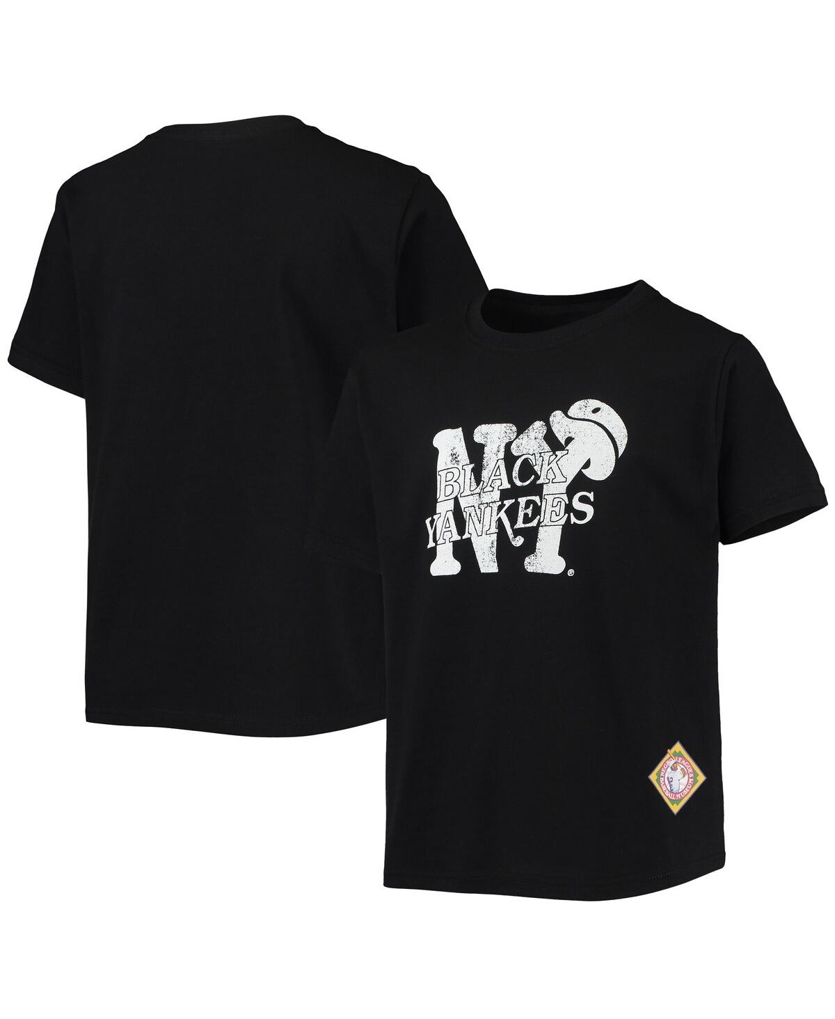 Stitches Kids' Big Boys  Black New York Black Yankees Negro League Logo T-shirt