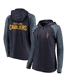 Women's Branded Navy and Heathered Navy Cleveland Cavaliers Made to Move Static Raglan Performance Full-Zip Hoodie