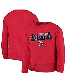 Girls Youth by New Era Red Washington Wizards Tie Raglan Pullover Sweatshirt