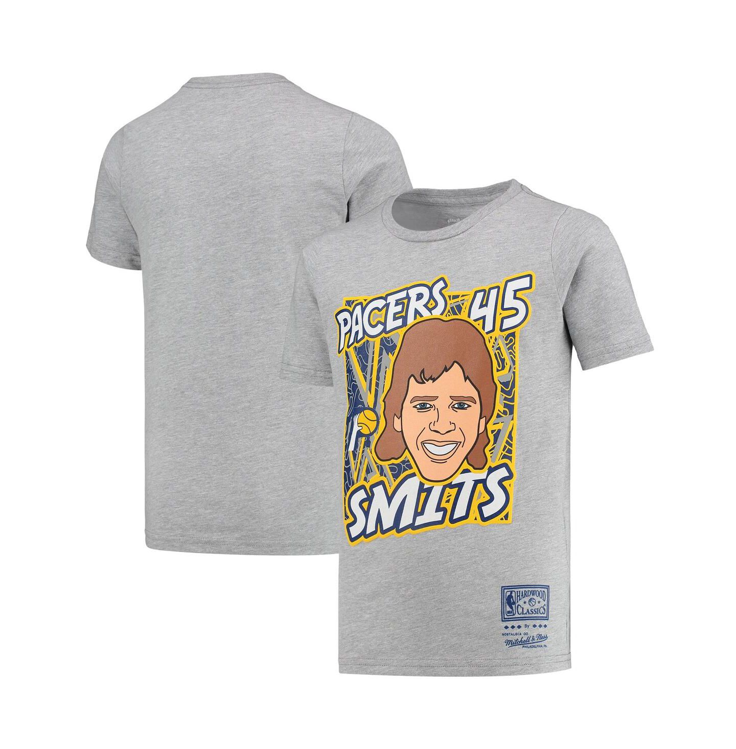 Футболка Mitchell & Ness Rik Smits Gray Indiana Pacers Hardwood Classics King of the Court Player для мальчиков — фото 1