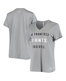 Women's Gray San Francisco Giants Twist Performance V-Neck T-shirt
