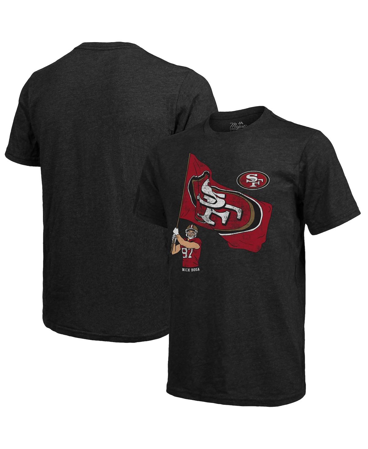 Men's Fanatics Nick Bosa Black San Francisco 49ers Tri-Blend Player Graphic T-shirt - Black