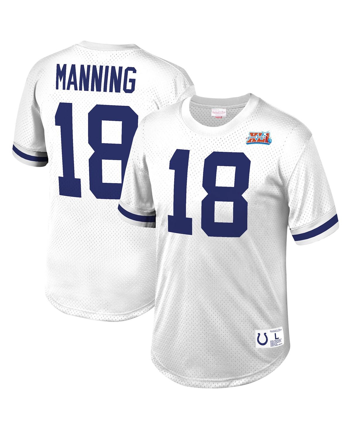 Men's Mitchell & Ness Peyton Manning White Indianapolis Colts Retired Player Name and Number Mesh Top - White