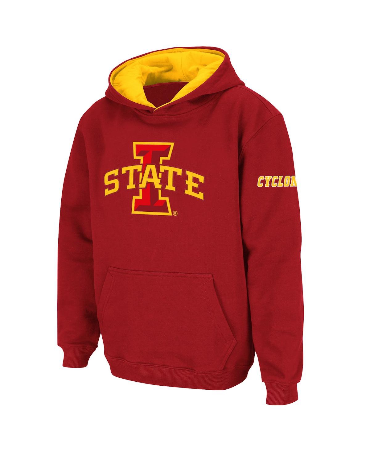 Stadium Athletic Kids' Big Boys  Cardinal Iowa State Cyclones Big Logo Pullover Hoodie