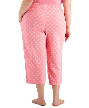 Charter Club Women's Plus Size Printed Cropped Cotton Pajama Pants ...
