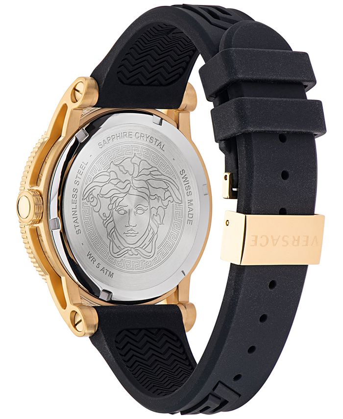 Versace Men's Swiss VPalazzo Black Logo Silicone Strap Watch 43mm Macy's